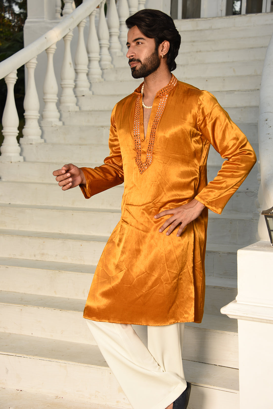 PURE GAJJI SILK STRAIGHT KURTA WITH PANTS