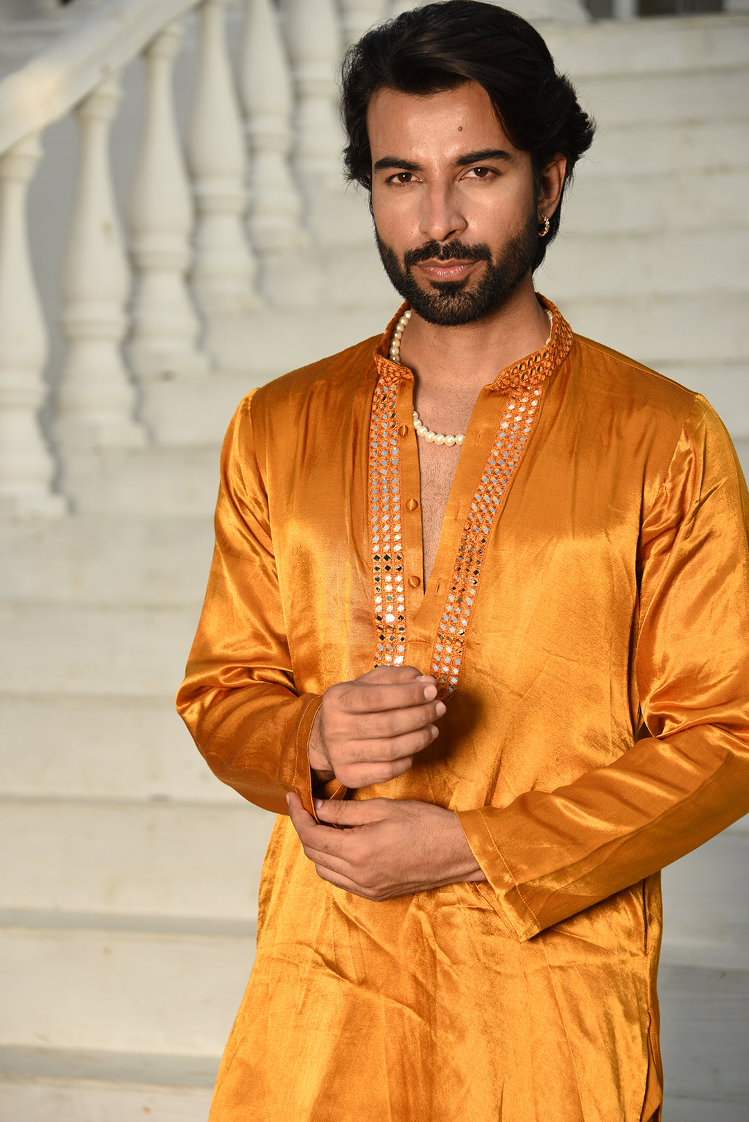 PURE GAJJI SILK STRAIGHT KURTA WITH PANTS