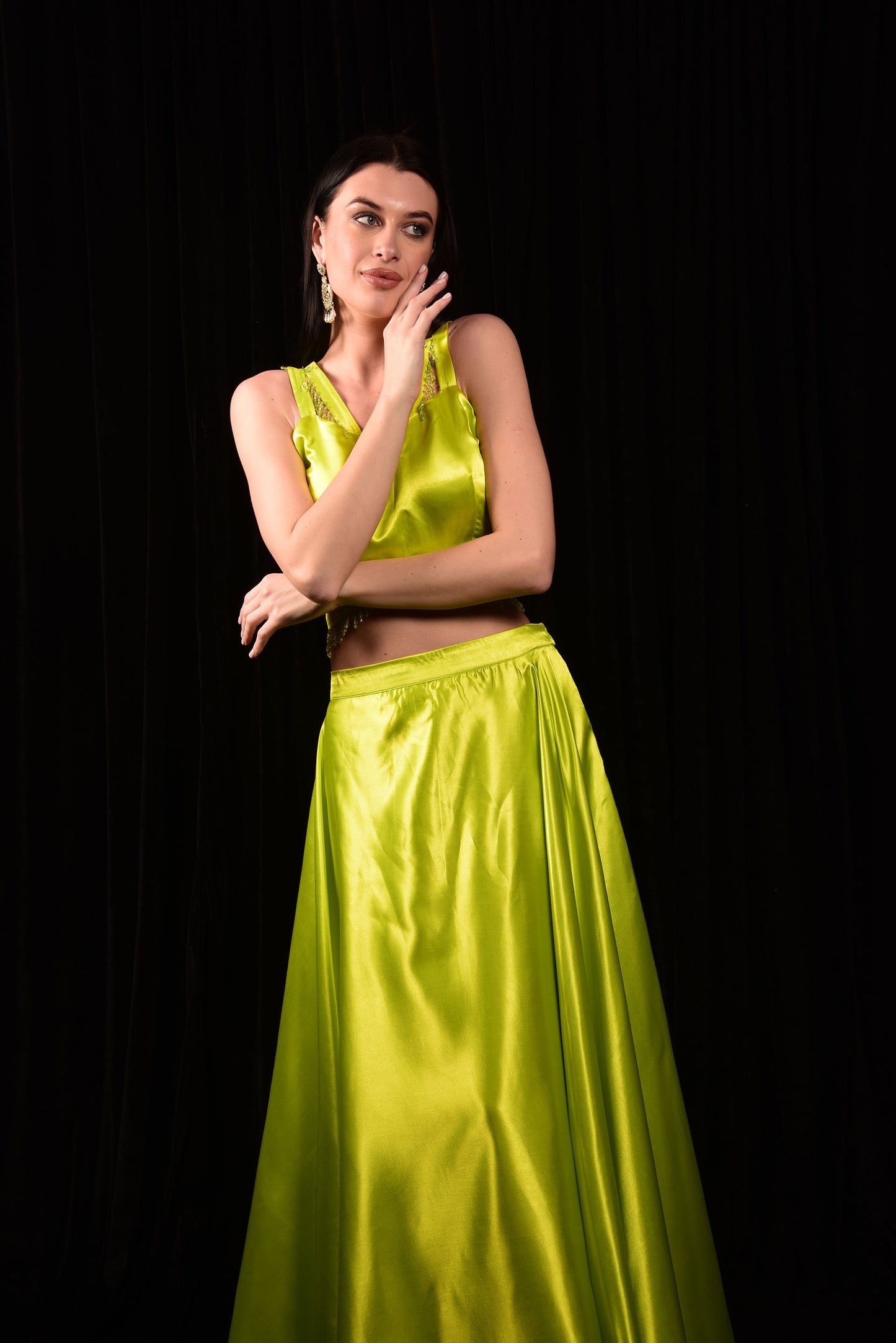 Neon Green Crop Top and Skirt CS_BA