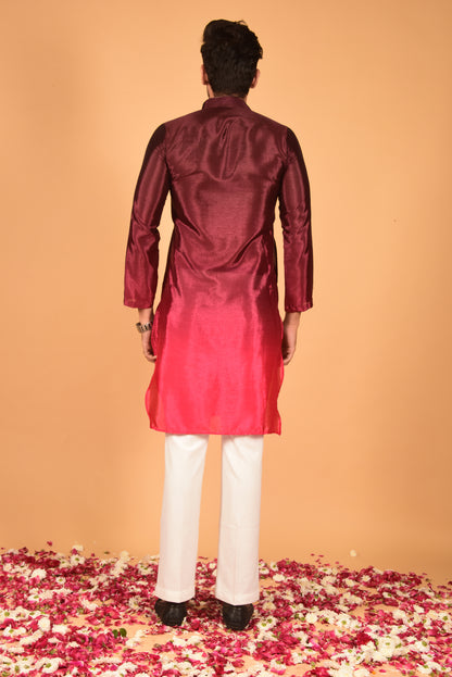 DARK MAROON CHINON OMBRE KURTA SET