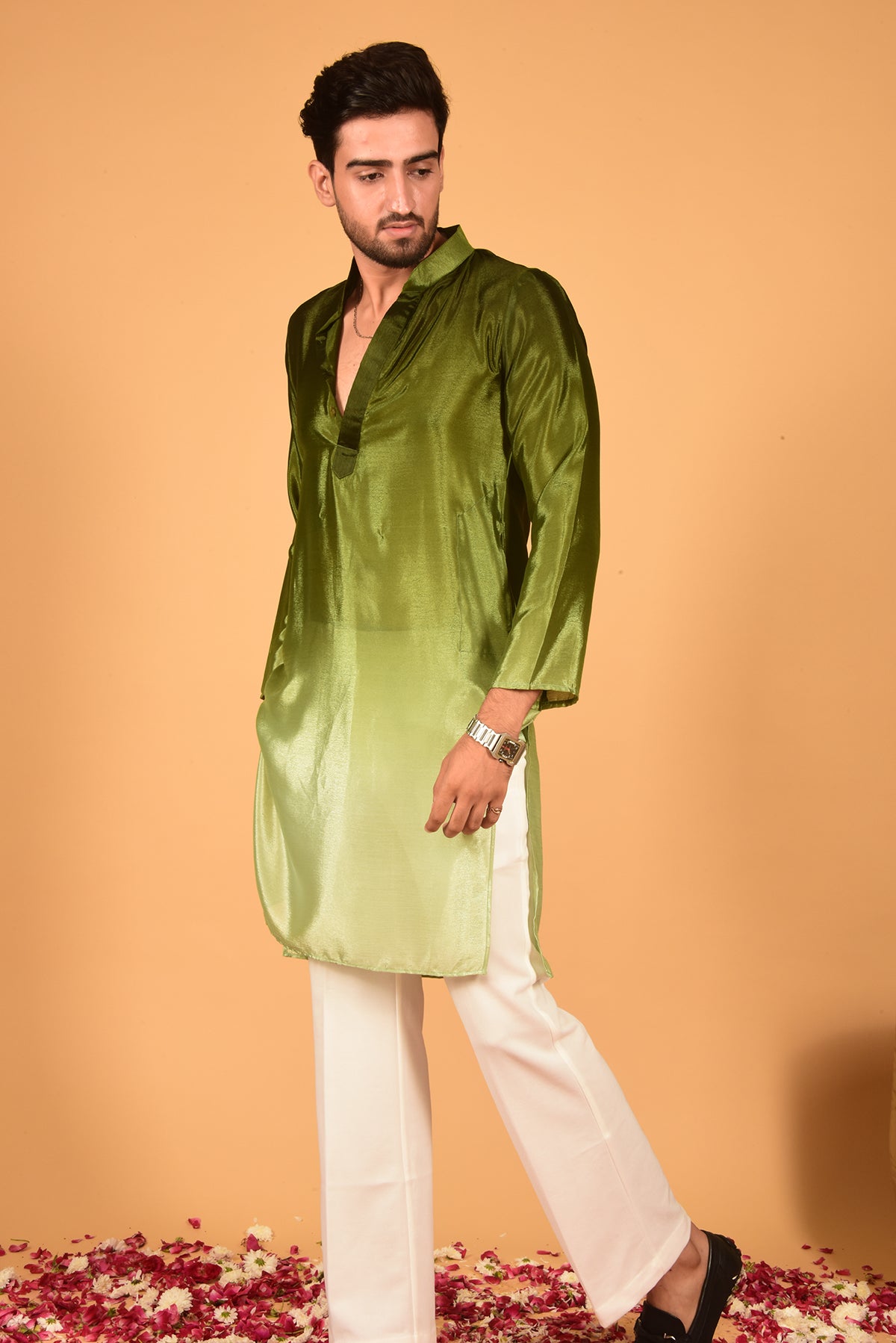 GREEN OMBRE KURTA SET WITH PANTS