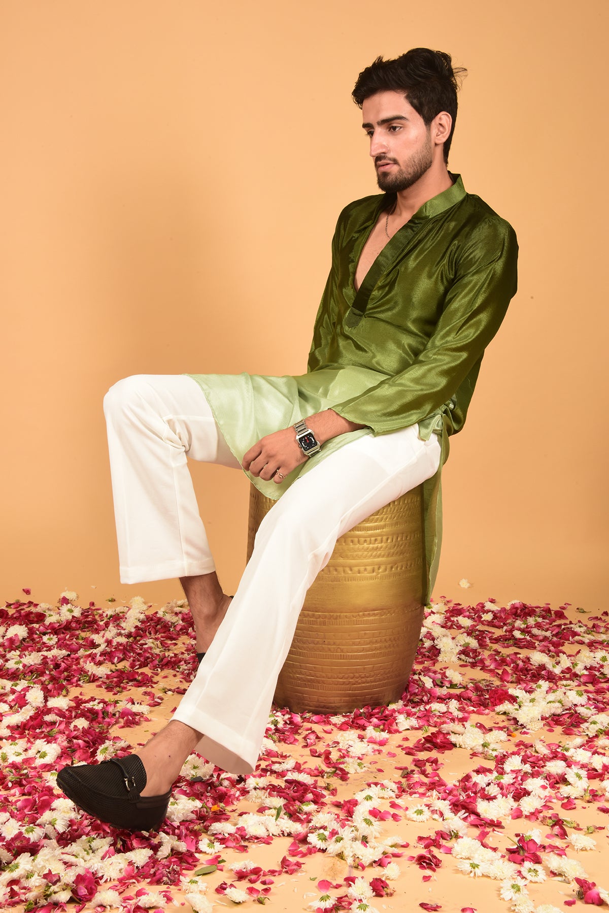 GREEN OMBRE KURTA SET WITH PANTS