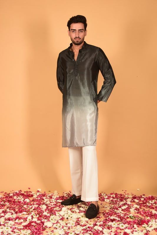 CHARCOL GREY CHINON OMBRE KURTA SET