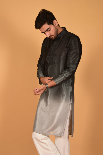 CHARCOL GREY CHINON OMBRE KURTA SET