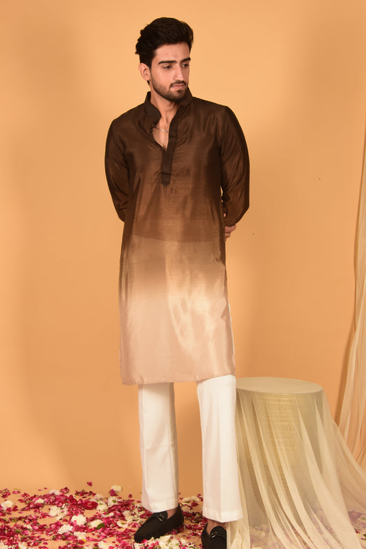 BROWN OMBRE CHINON KURTA SET