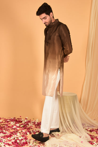 BROWN OMBRE CHINON KURTA SET