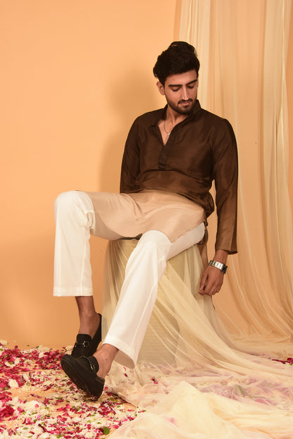 BROWN OMBRE CHINON KURTA SET