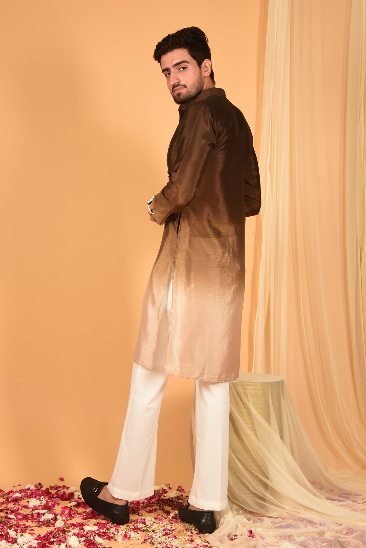 BROWN OMBRE CHINON KURTA SET