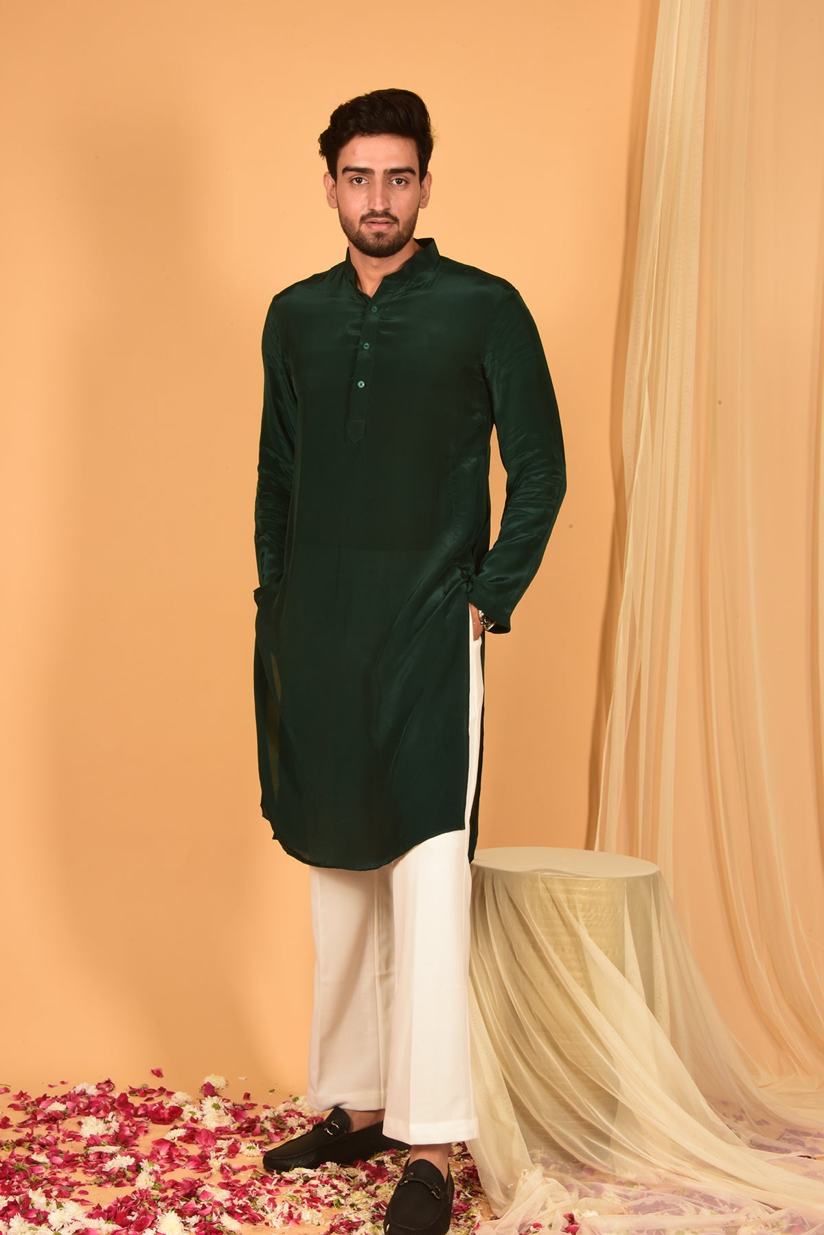 FOREST GREEN KURTA SET WITH PANTS