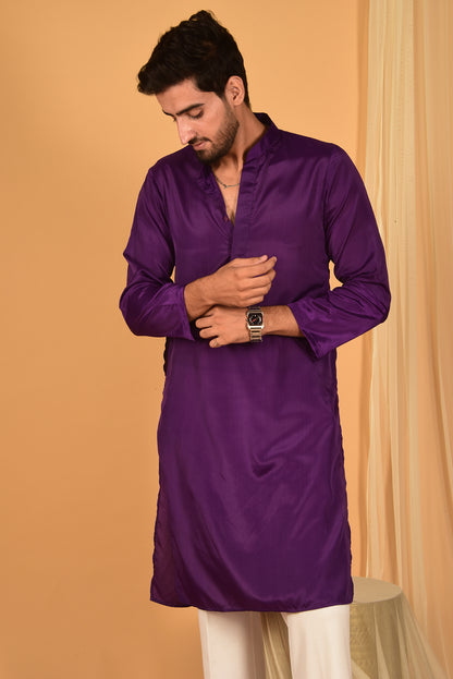 PURPLE CREPE KURTA SET WITH PANTS