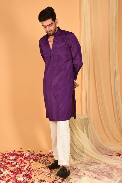 PURPLE CREPE KURTA SET WITH PANTS