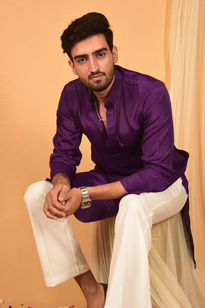 PURPLE CREPE KURTA SET WITH PANTS