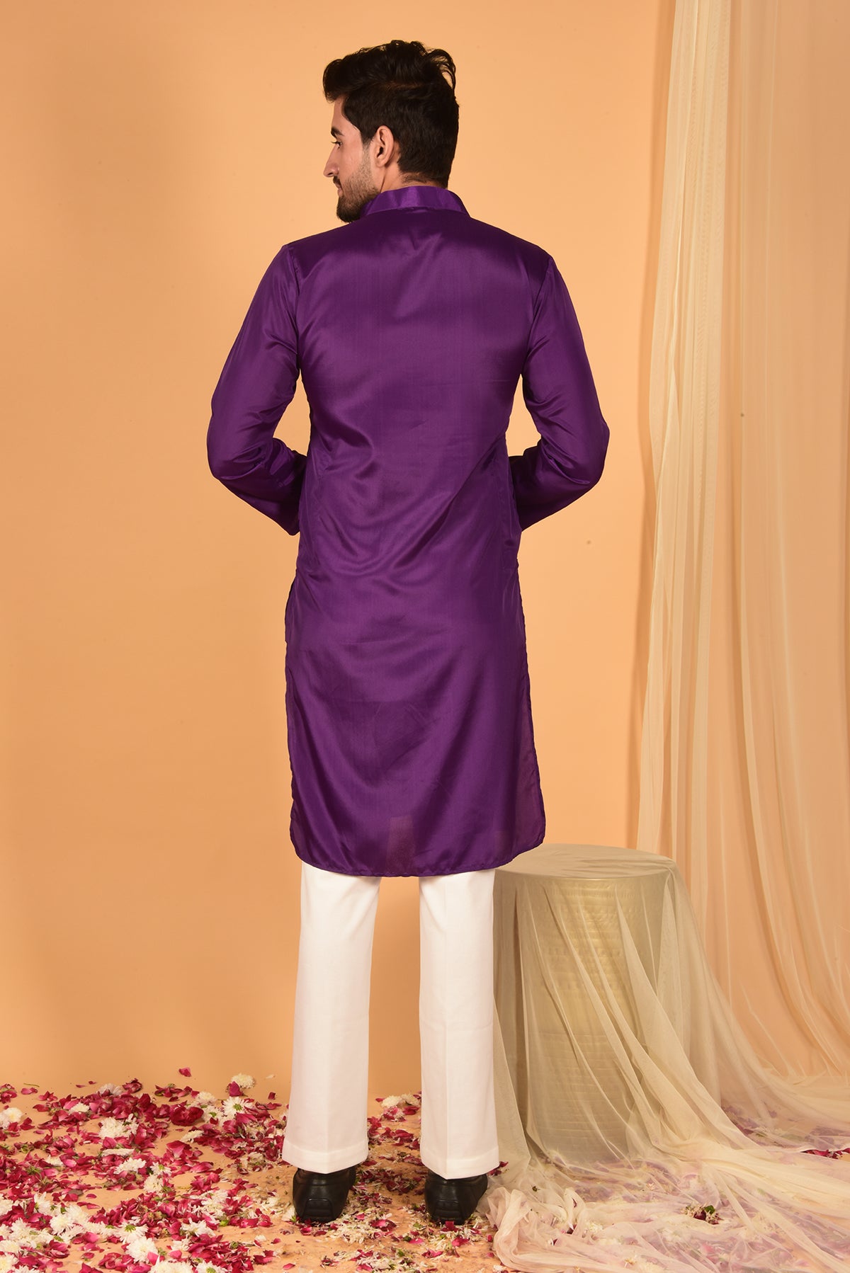 PURPLE CREPE KURTA SET WITH PANTS