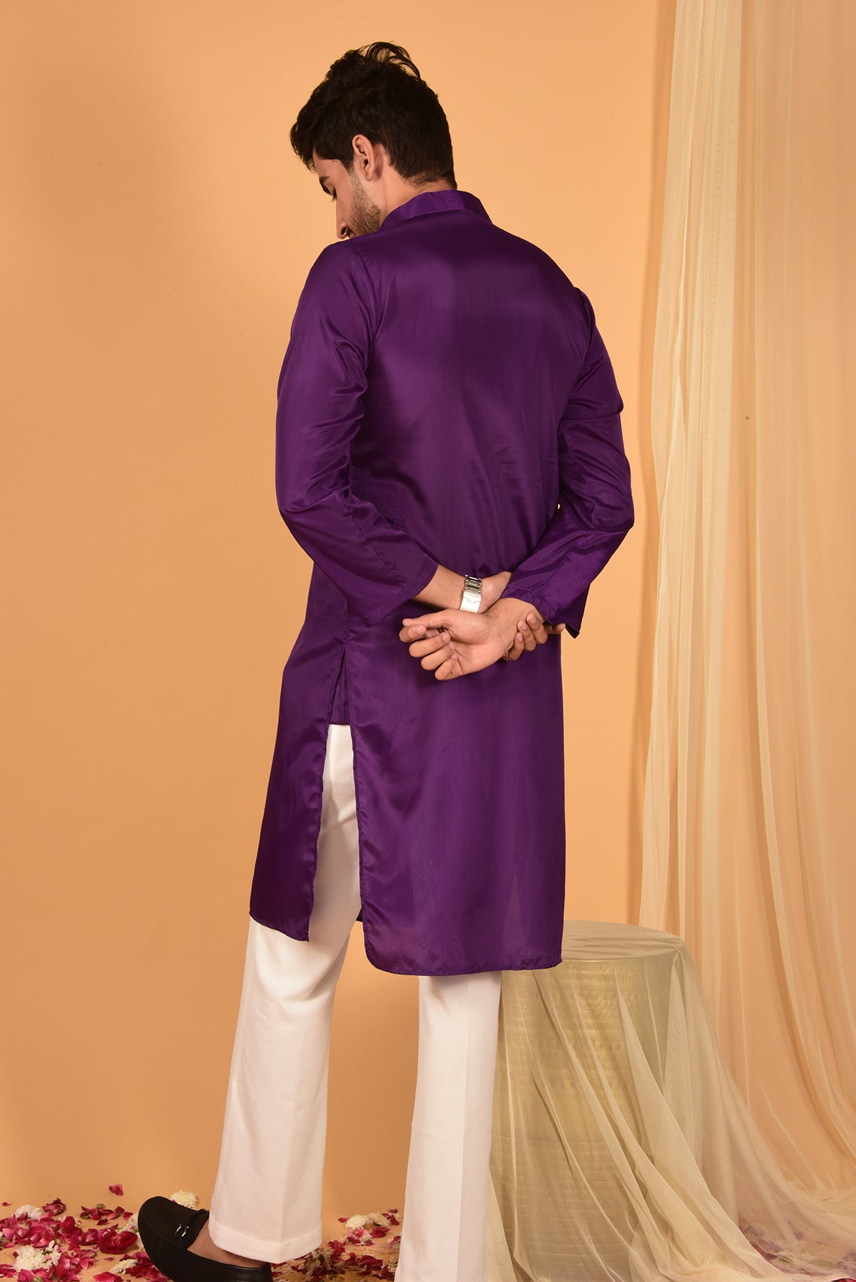 PURPLE CREPE KURTA SET WITH PANTS