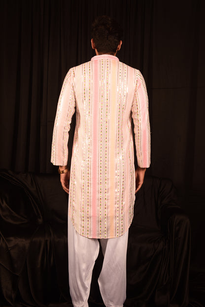 MIRROR WORK EMBROIDERED PATHANI KURTA SET