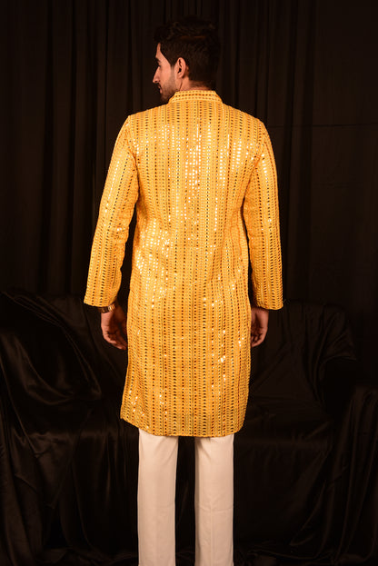 MIRROR EMBROIDERED LONG KURTA WITH PANTS