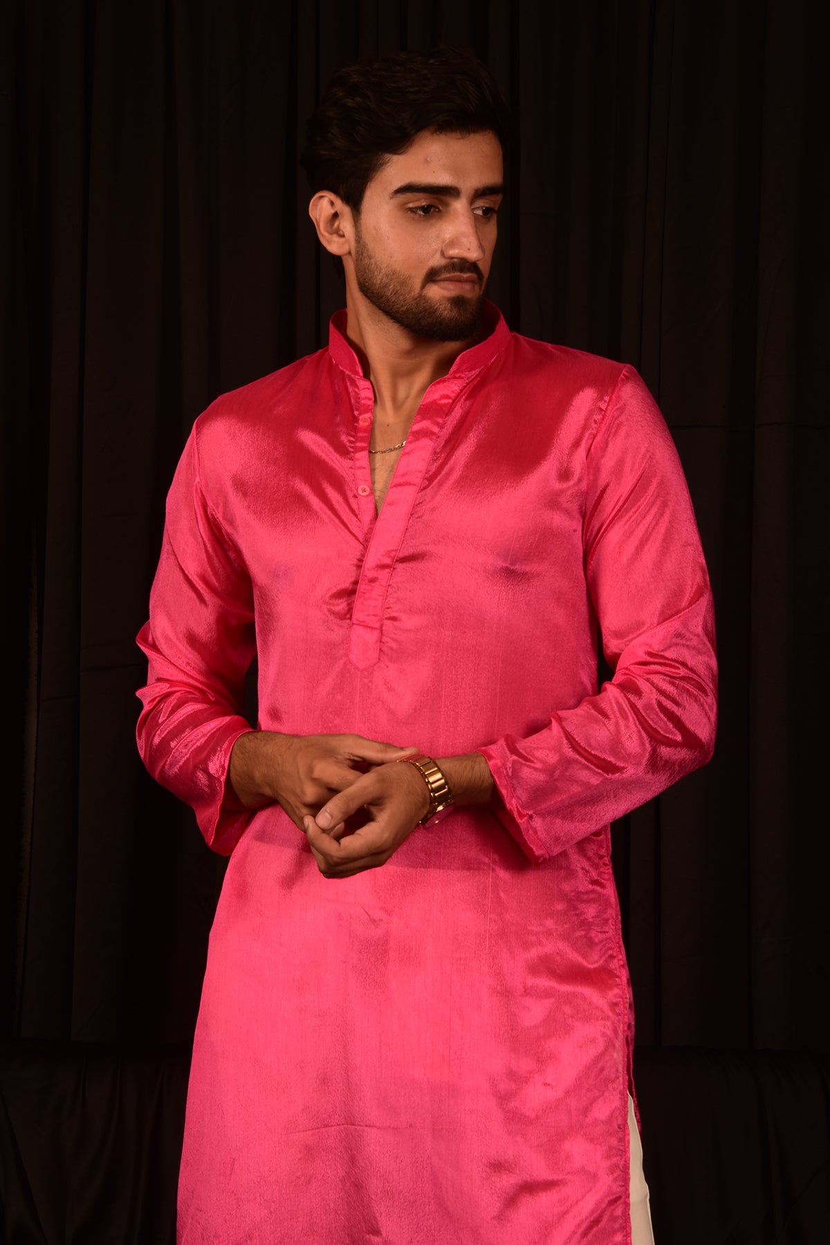 STRAIGHT SOLID CHINON KURTA SET