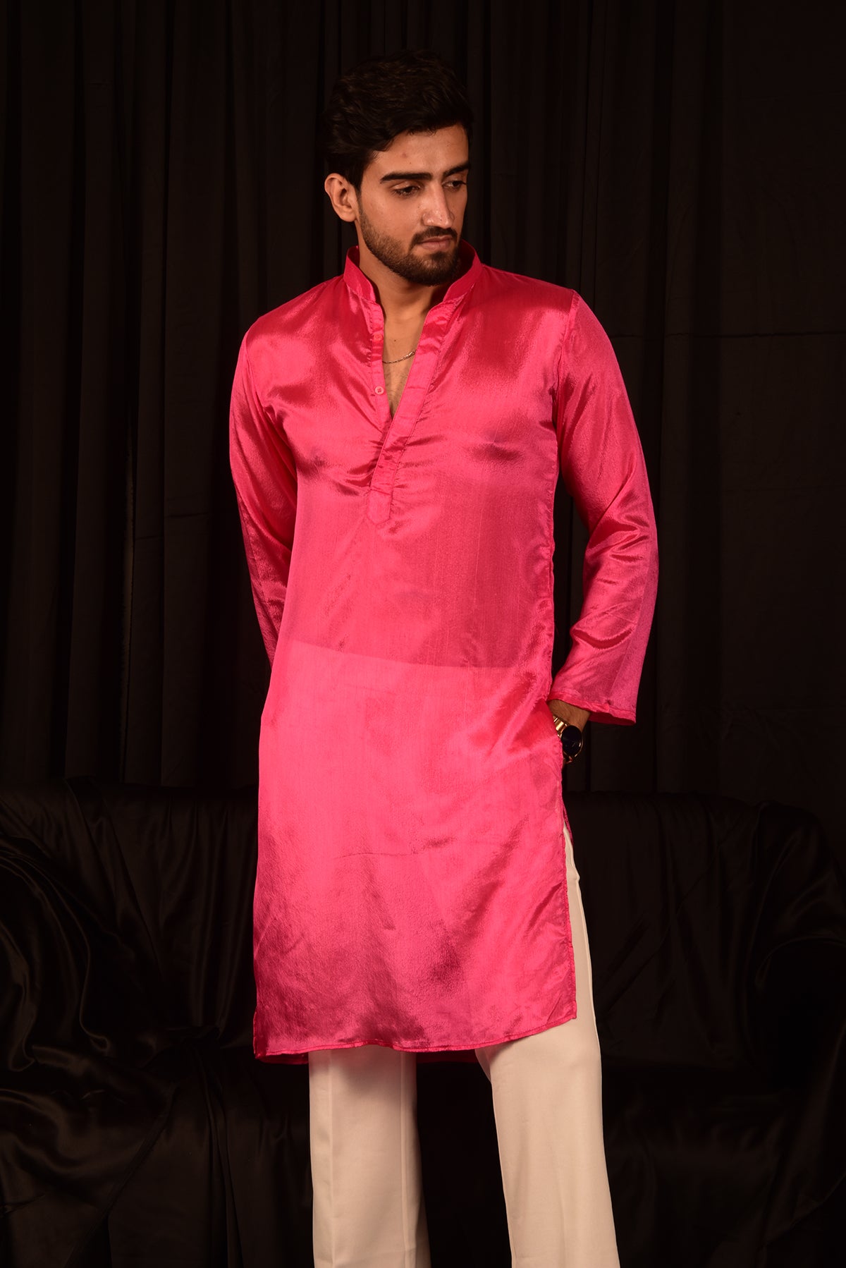 STRAIGHT SOLID CHINON KURTA SET