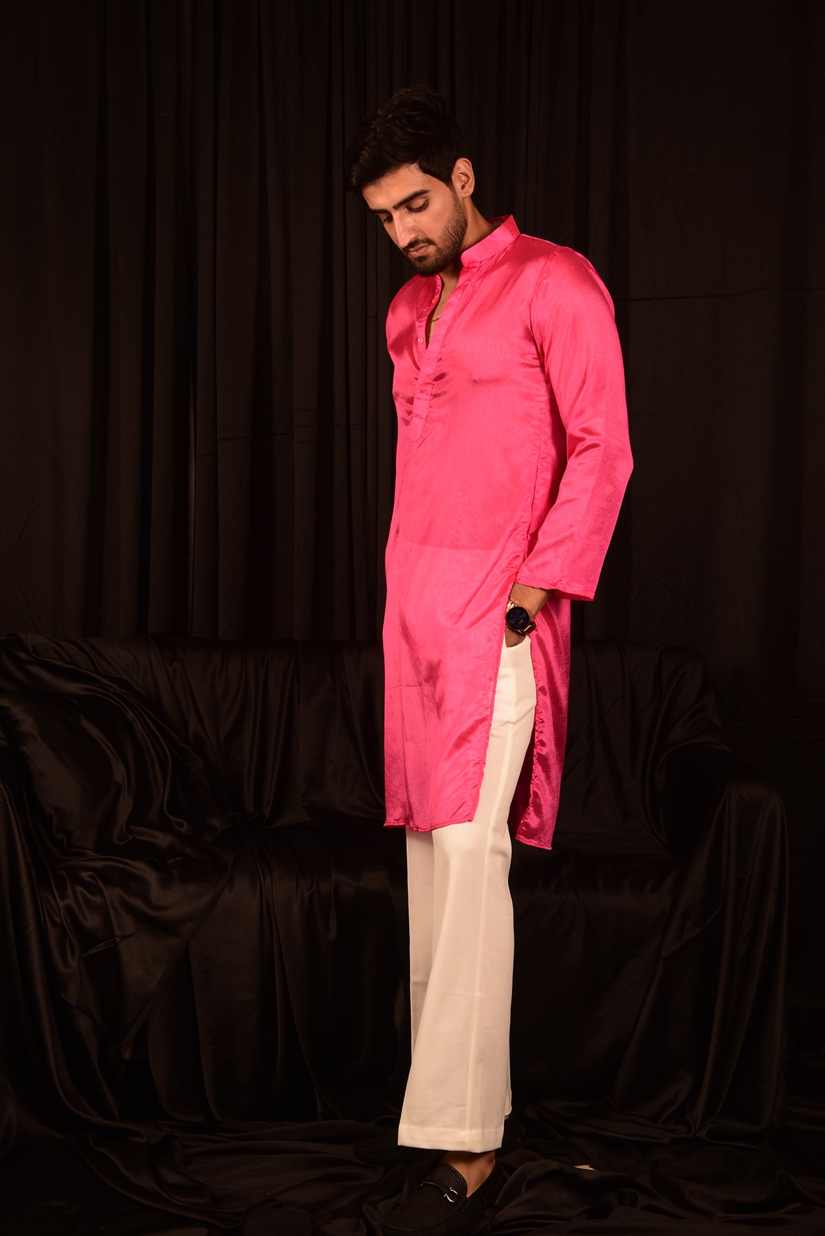 STRAIGHT SOLID CHINON KURTA SET