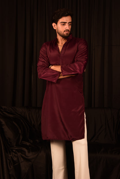 DARK BROWN CREPE STRAIGHT KURTA SET