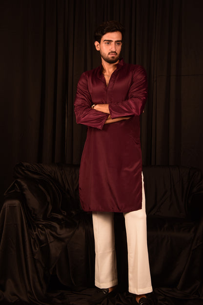 DARK BROWN CREPE STRAIGHT KURTA SET