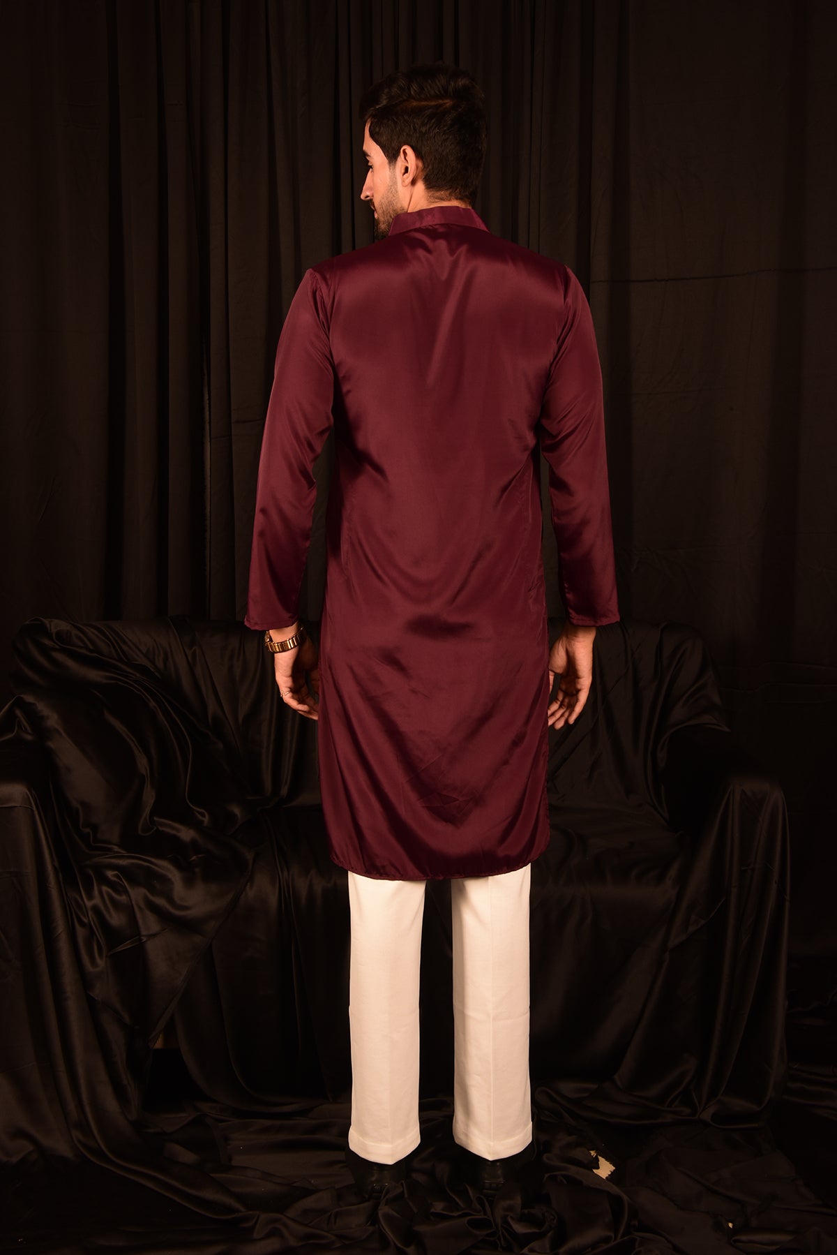 DARK BROWN CREPE STRAIGHT KURTA SET