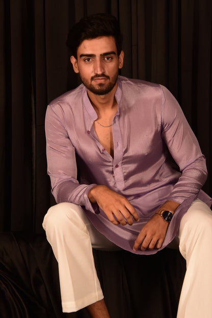 LILAC CHINON STRAIGHT KURTA SET WITH PANTS