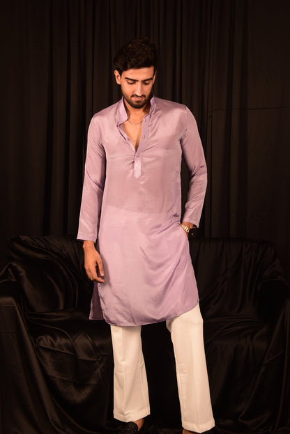 LILAC CHINON STRAIGHT KURTA SET WITH PANTS