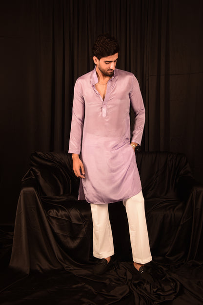 LILAC CHINON STRAIGHT KURTA SET WITH PANTS