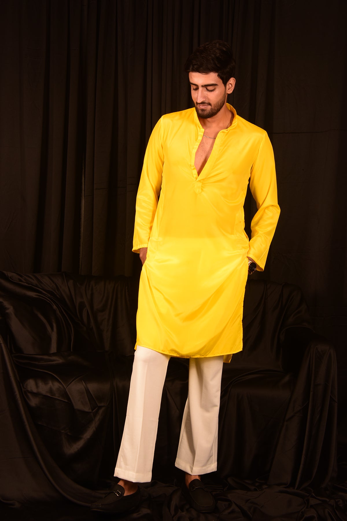 YELLOW STRAIGHT KURTA SET WITH PANTS