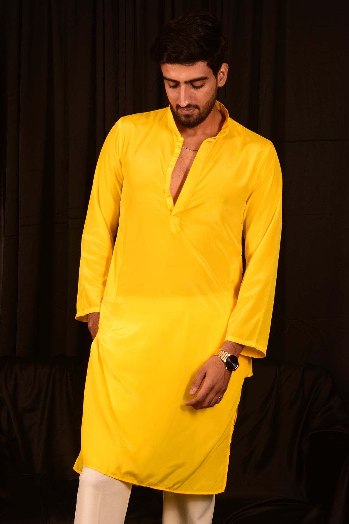 YELLOW STRAIGHT KURTA SET WITH PANTS