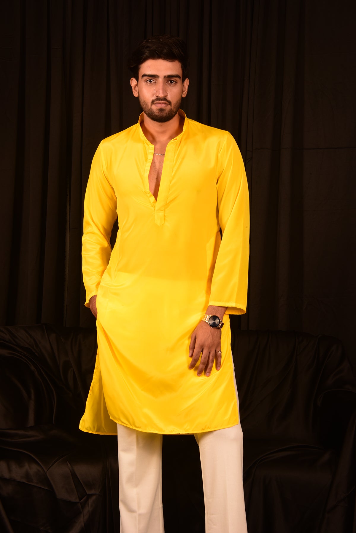 YELLOW STRAIGHT KURTA SET WITH PANTS