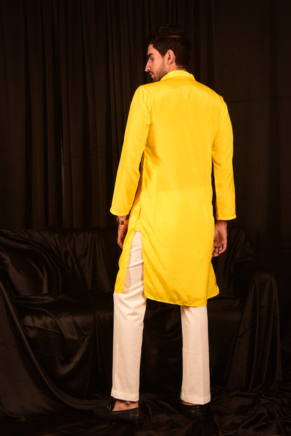 YELLOW STRAIGHT KURTA SET WITH PANTS