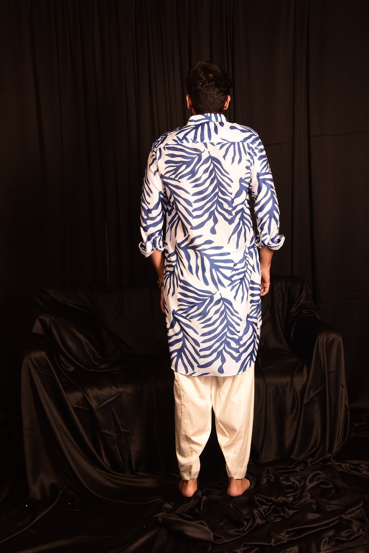 WHITE PRINTED PATHANI KURTA SET