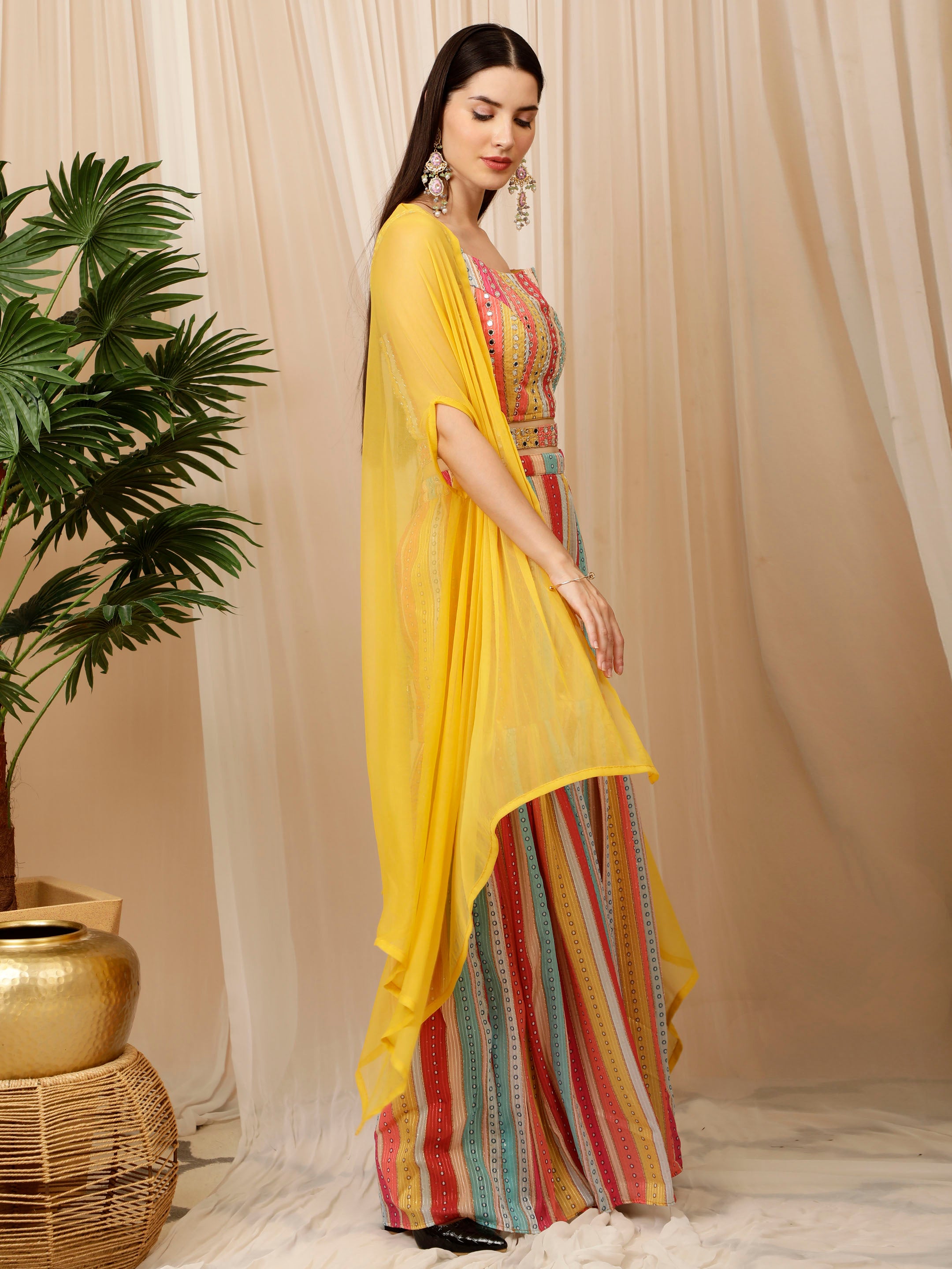 Peach Gathered Sharara Saree Set For Girls Design by Littleens at Pernia's  Pop Up Shop 2024