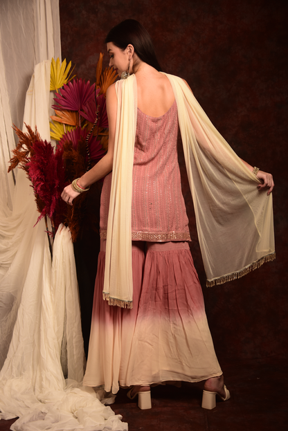 BABY PINK OMBRE SHARARA SUIT