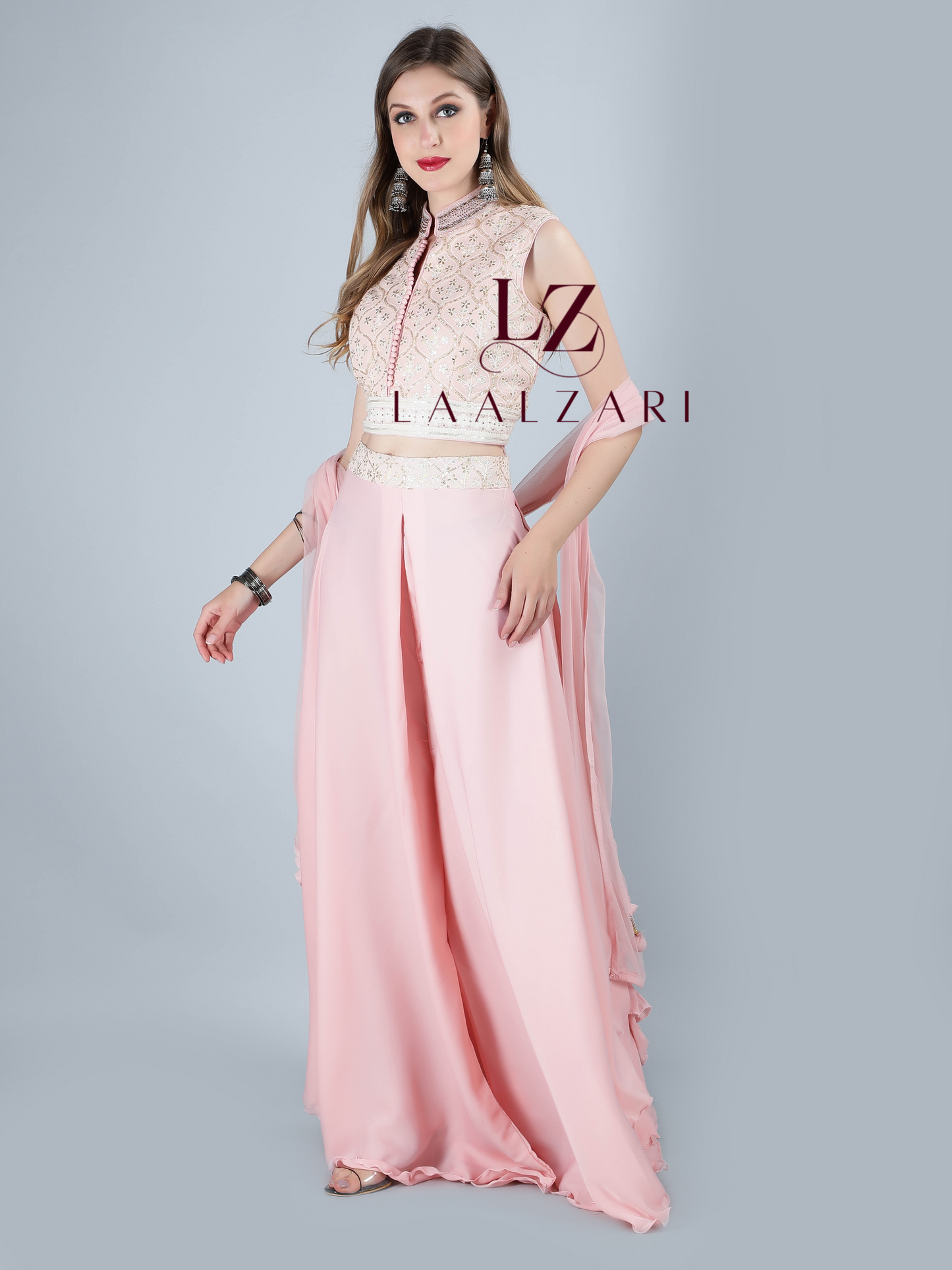 Pretty pink crop top palazo