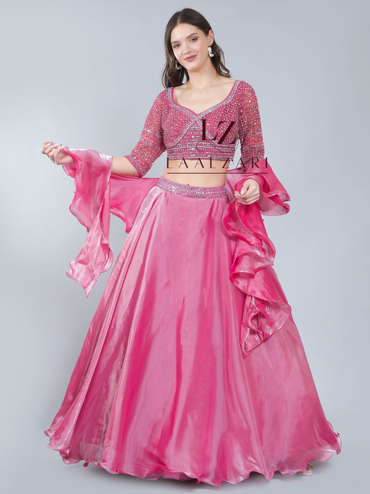 Bright Pink Festive Lehenga