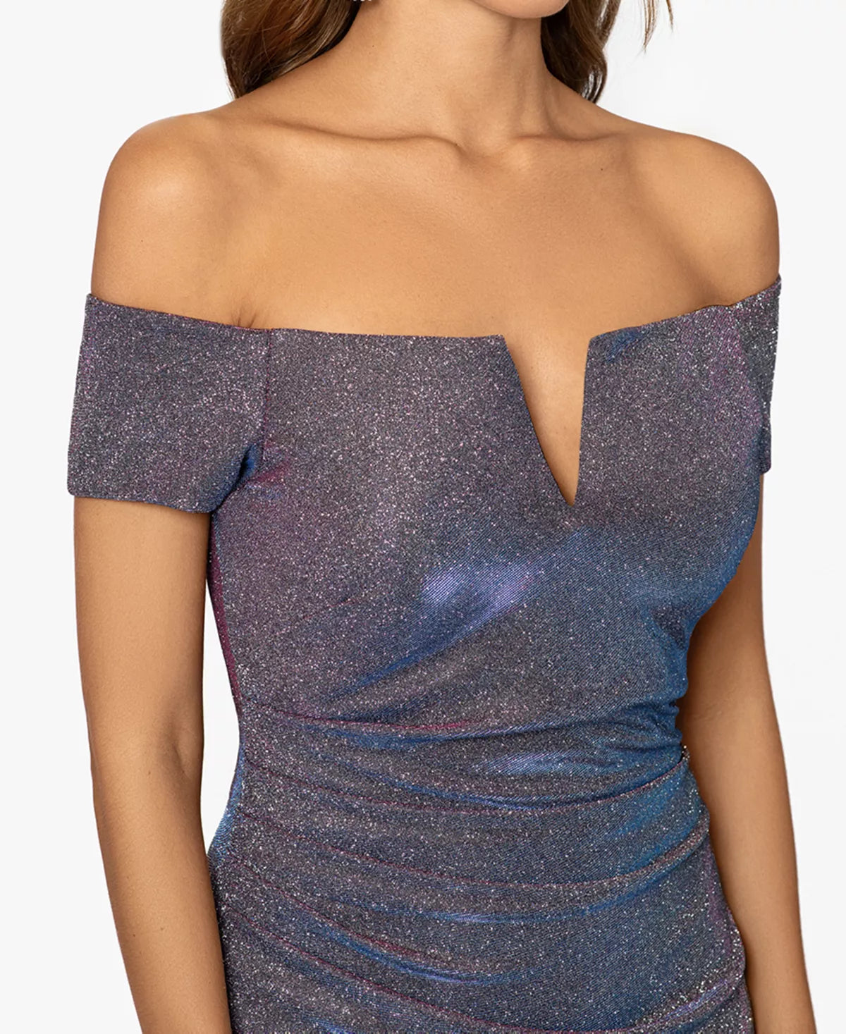 Women's Sparkle-Fabric Off-The-Shoulder Gown