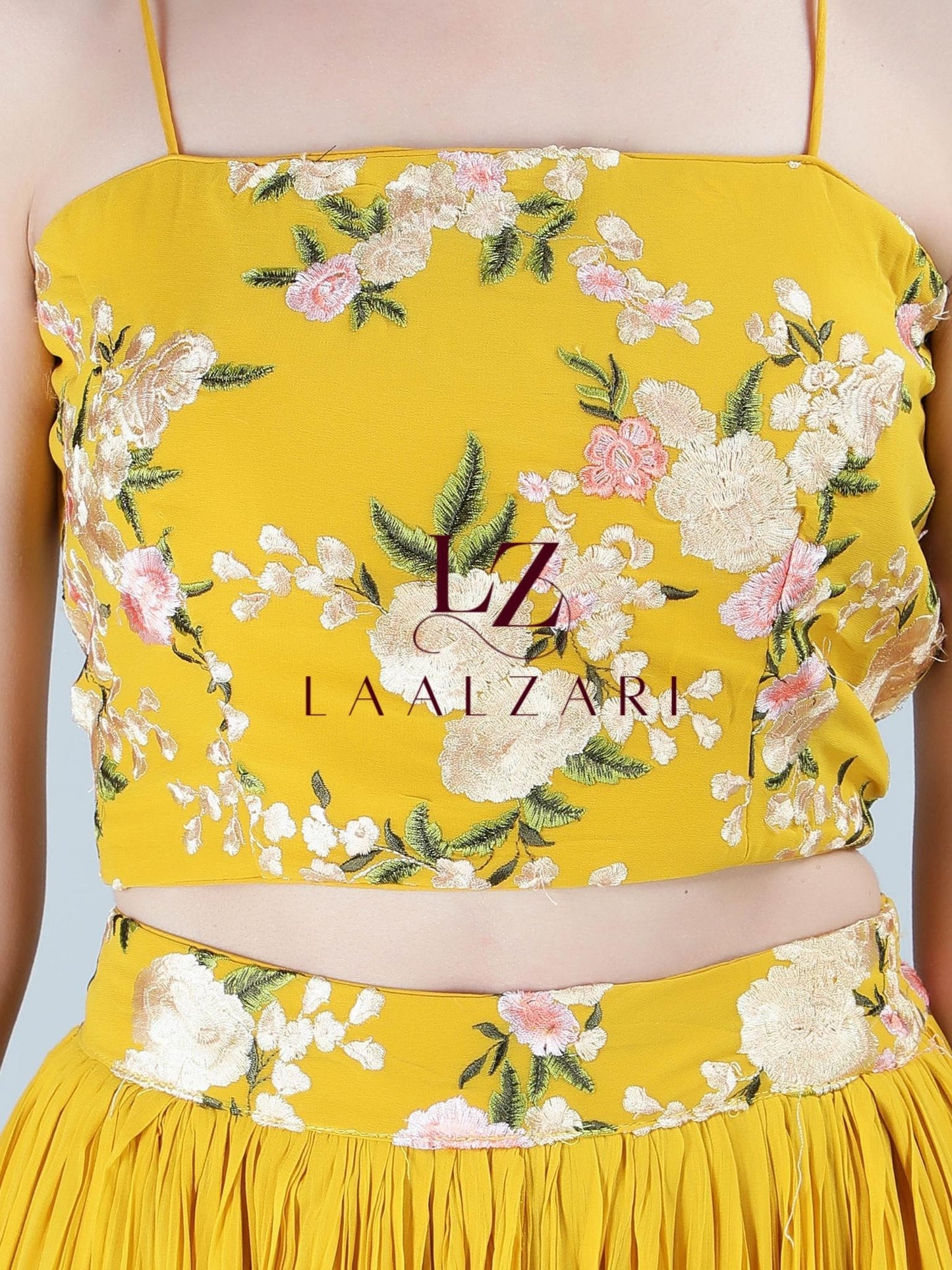 Yellow floral crop top with shrug