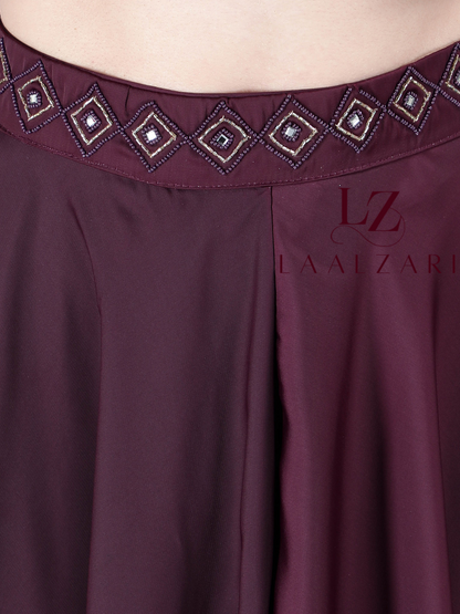 Mulberry Hues Crop Top With Palazzo
